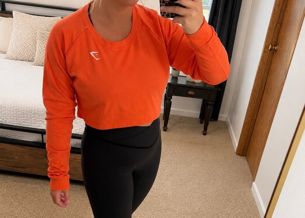 Gymshark Apollo Cropped Sweatshirt Orange Size Large
